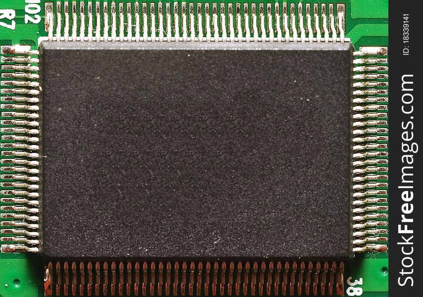 Closeup detail of a printed circuit board. Closeup detail of a printed circuit board