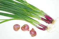 Spring Onions And Red Onions Stock Image