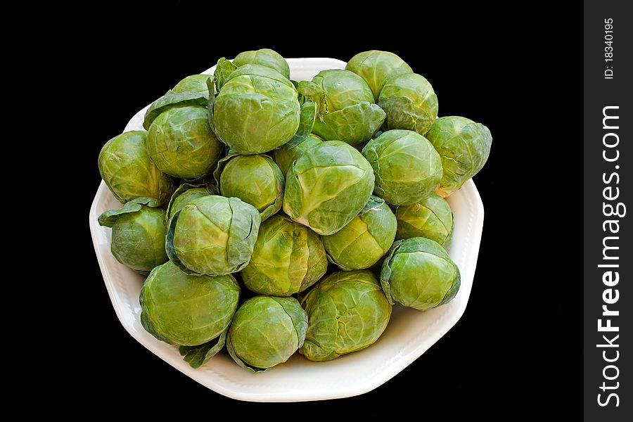 Brussels Cabbage Isolated Over Black