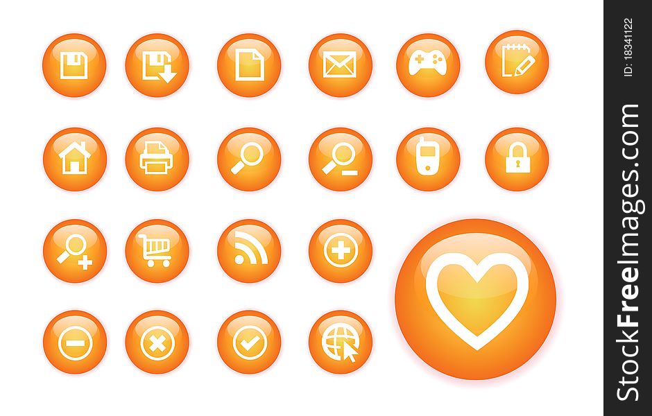 Circle orange icons. Vector EPS