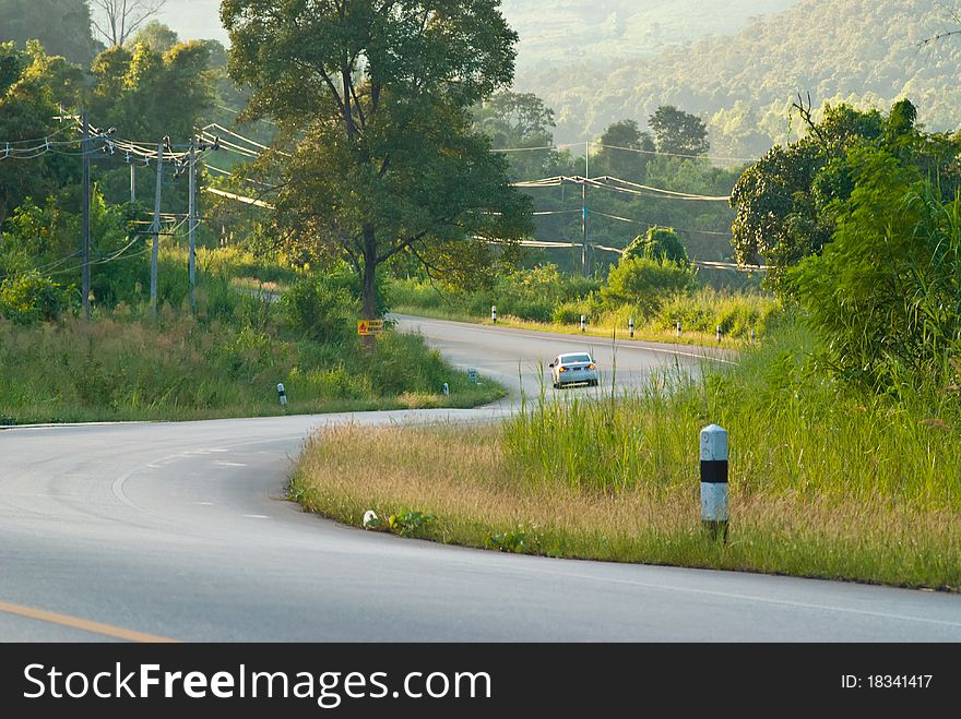 Nice form curve road at chiangrai province