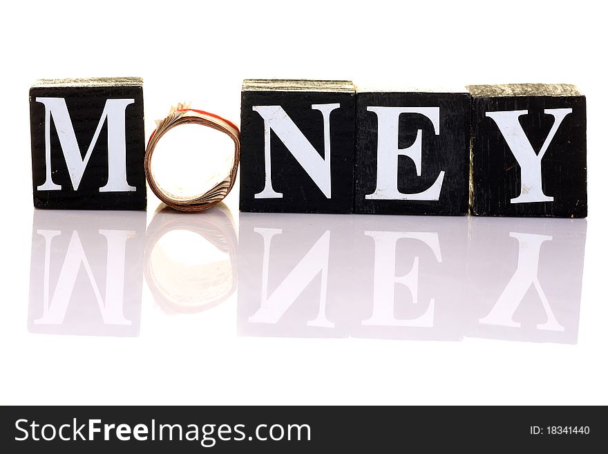 Concept image of money on white isolated background.