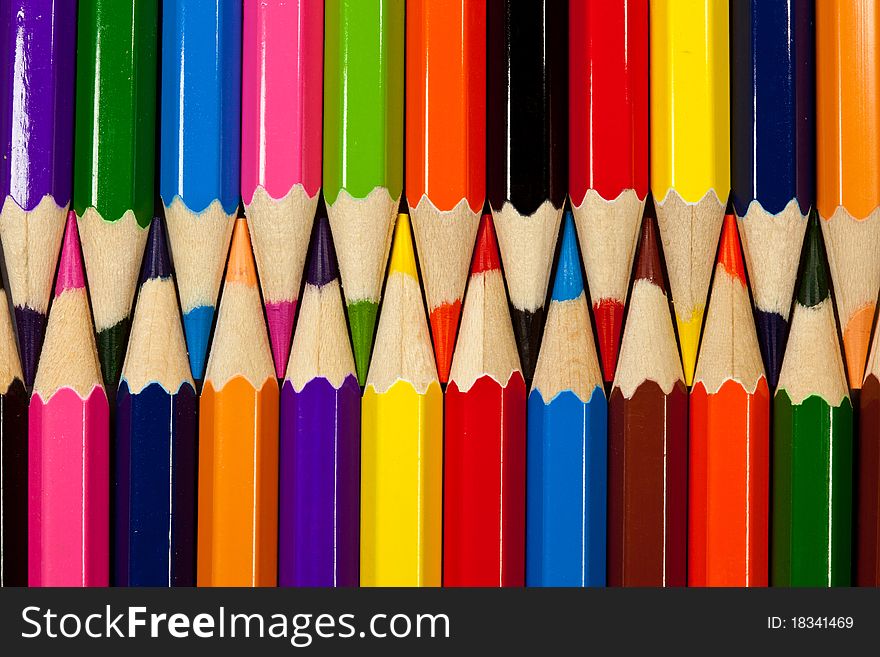A closeup picture of colored pencils. A closeup picture of colored pencils