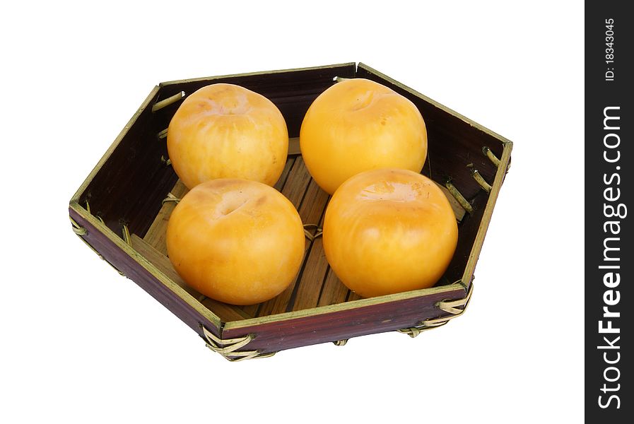 Yellow Plums On A Dark Blue Plate