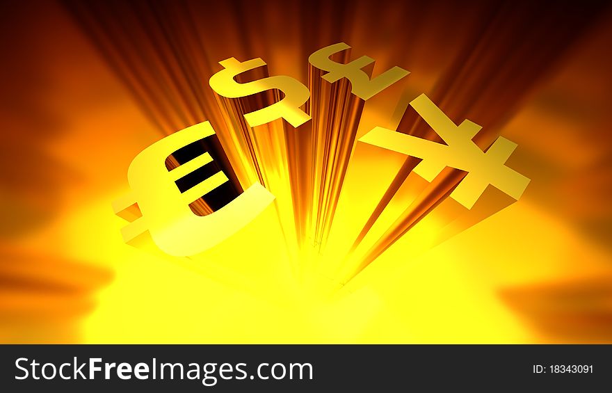 Dollar Sign 3D Render Isolated