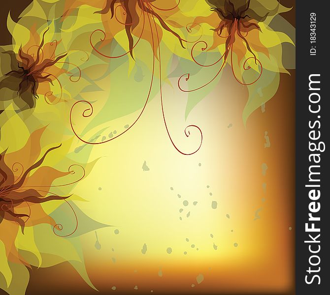 Autumn background with decorative flowers. Autumn background with decorative flowers