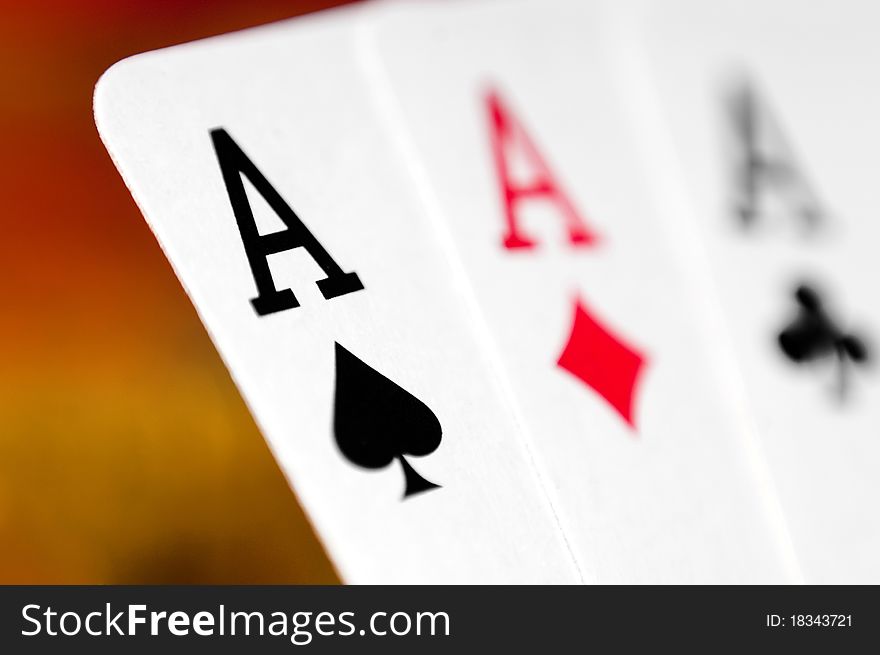 Playing cards on a colorful soft background