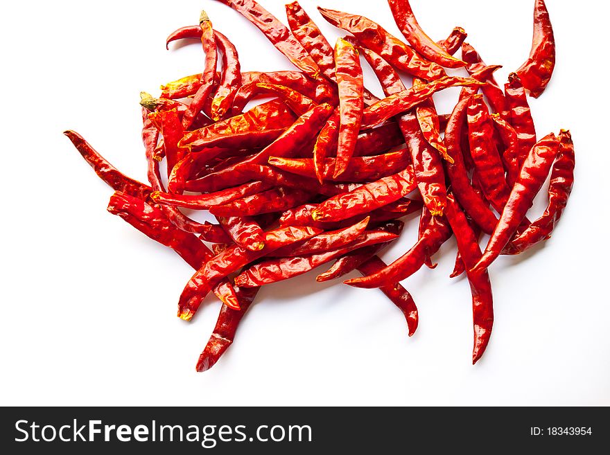 Red hot chili pepper on white background