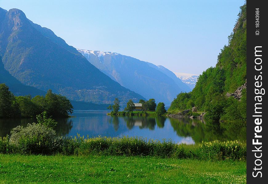 Beautiful blue lake in the Norwegian mountains. Beautiful blue lake in the Norwegian mountains