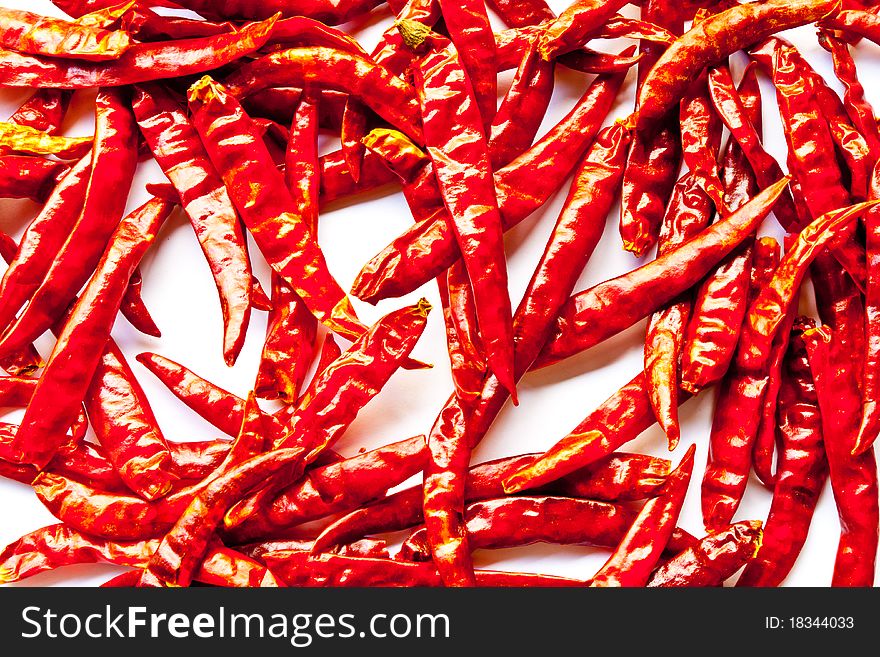 Red hot chili pepper on white background Of indigenous peoples thai