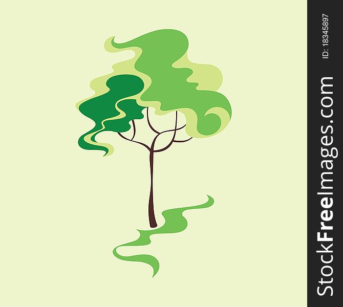 Card with stylized tree. Vector illustration