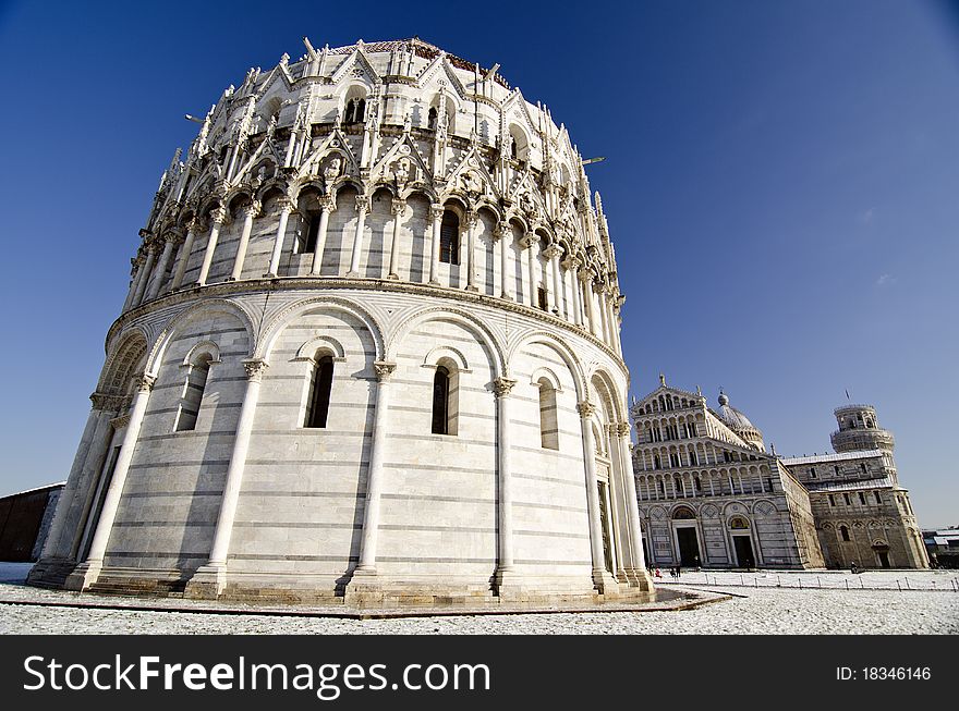 Piazza Dei Miracoli In Pisa After A Snowstorm