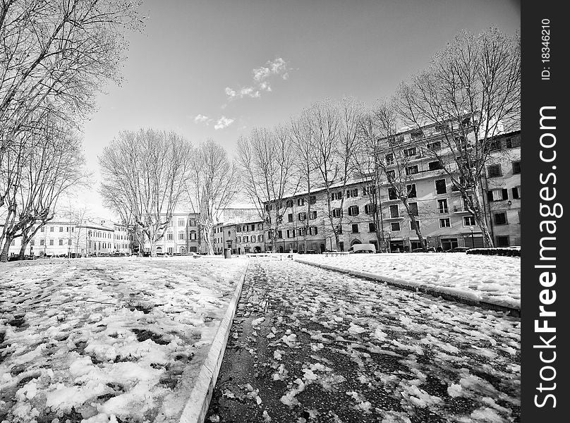 Pisa after a Snowstorm, Italy