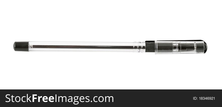 Black pen with cap isolated on white background with clipping path
