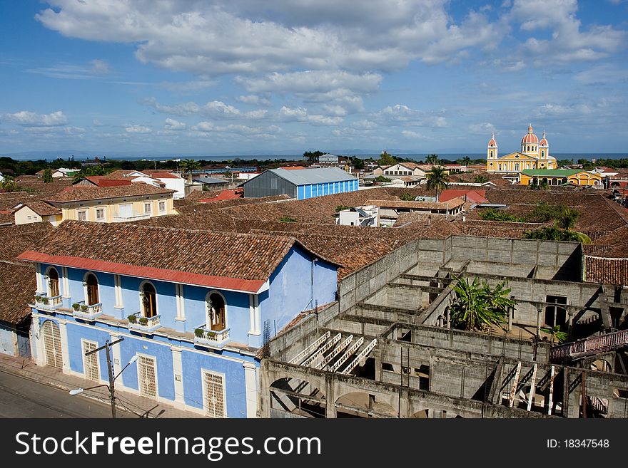 An aerial view of the City of Granada in Nicaragua