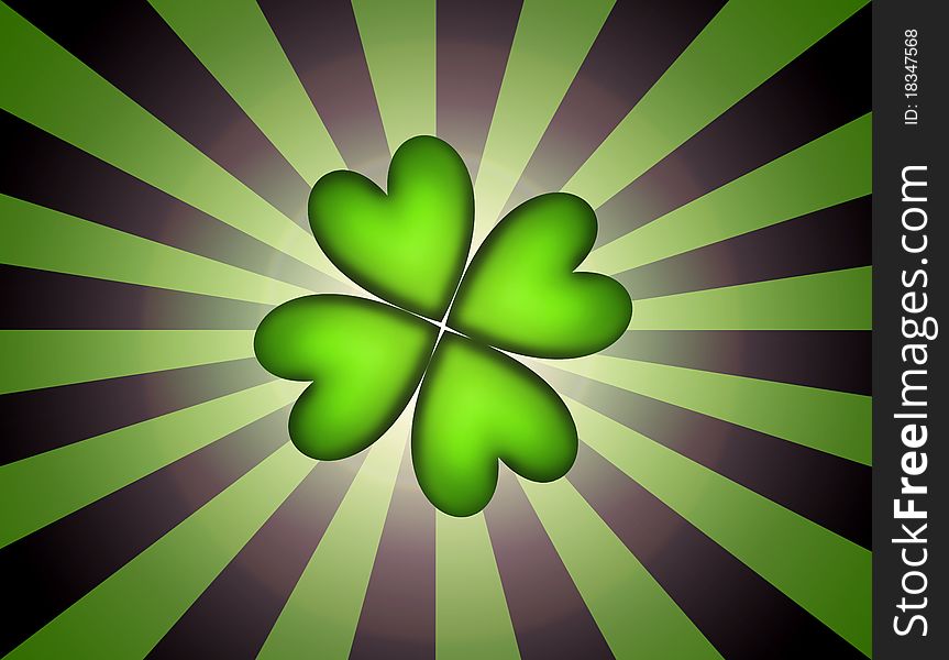 Lucky clover over over green and black lines background. Illustration. Lucky clover over over green and black lines background. Illustration