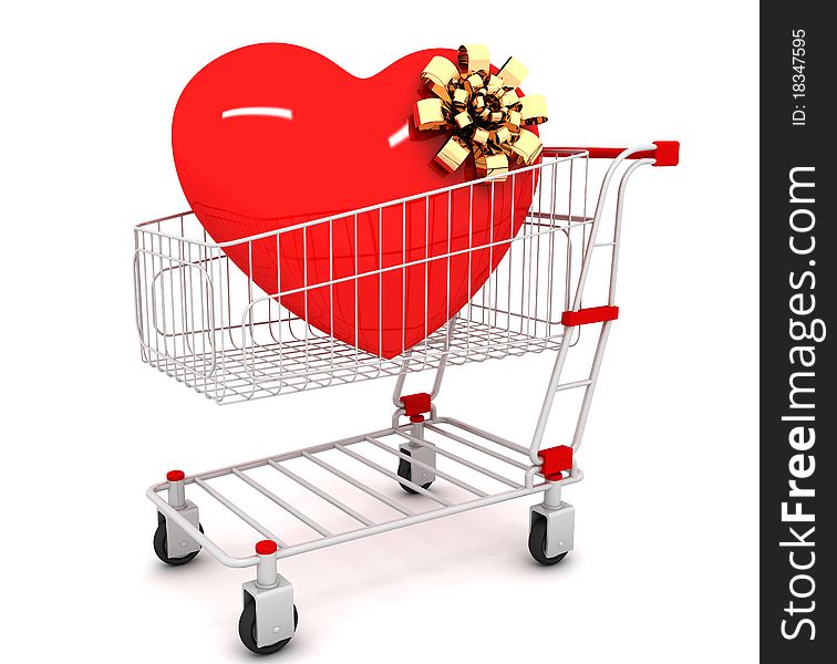 Shopping cart with heart inside