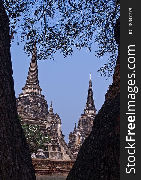 The ancient pagoda of Ayutthaya, Thailand