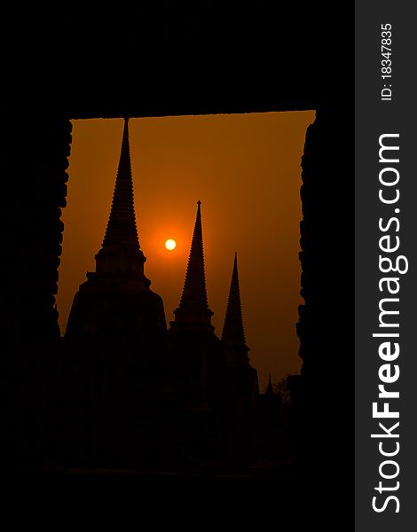 The Ancient Pagoda Of Ayutthaya, Thailand