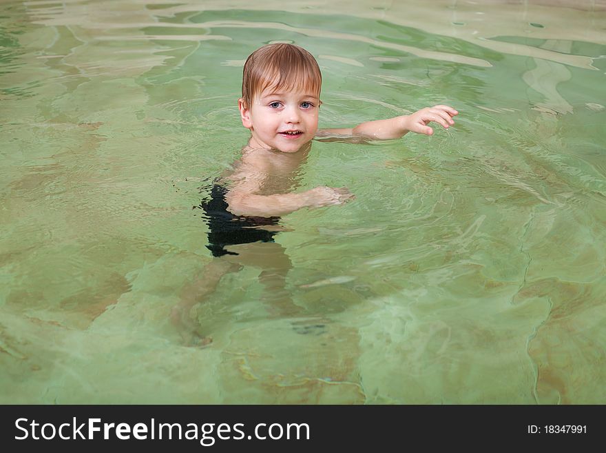 Little Happy Boy In Pool