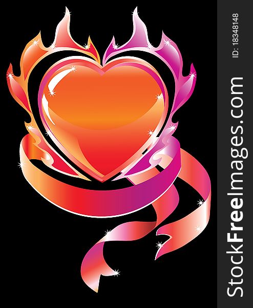 Blazing heart over dark for Valentine's decoration