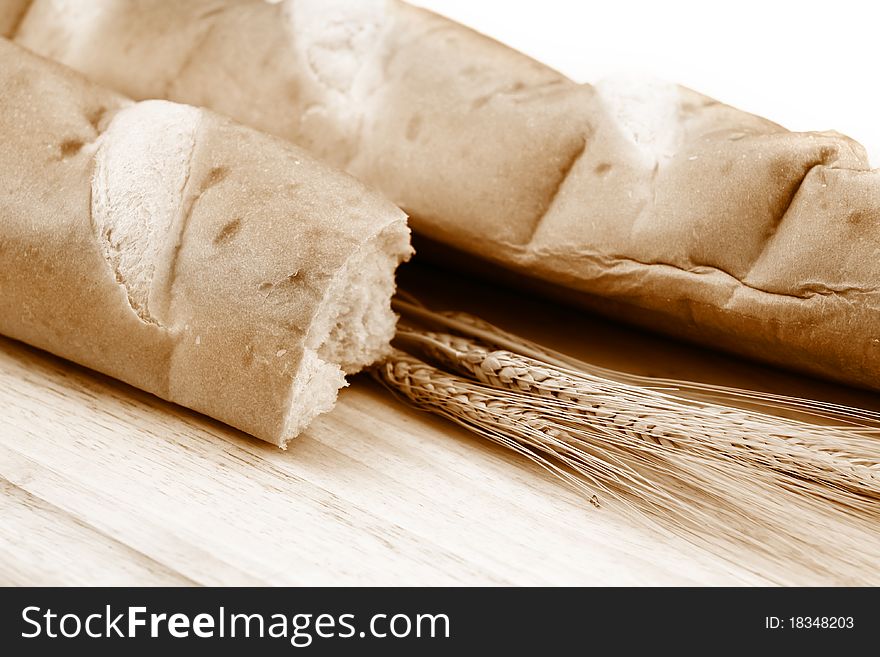 Wheat bread loafs with wheat spikes