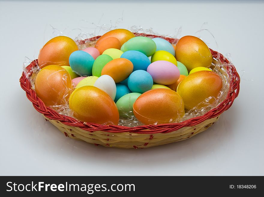 Many colored eggs for Easter