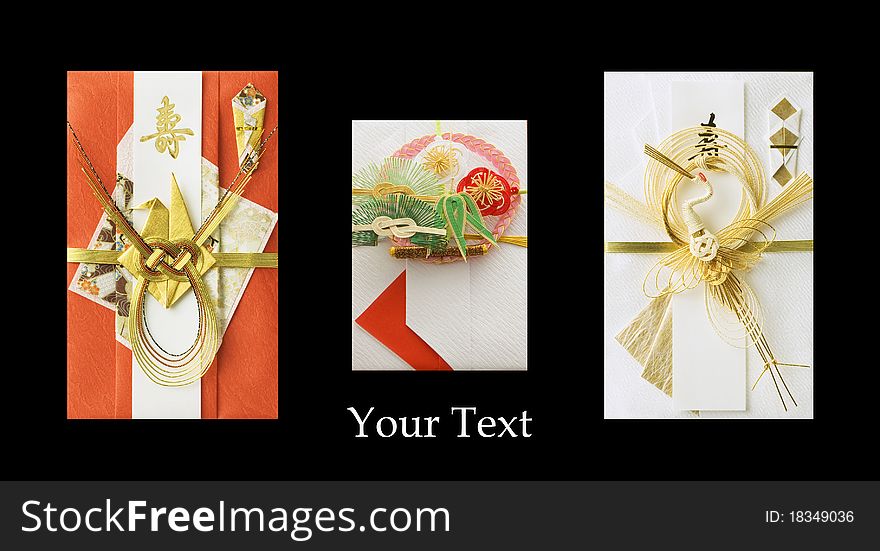 Three Japanese festive envelopes