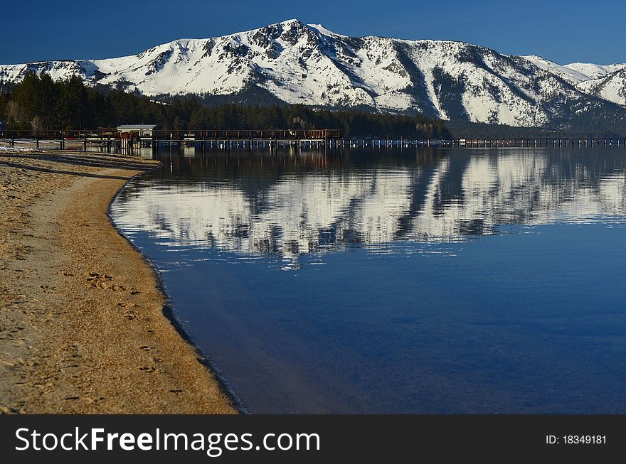 View of the Sierra mountains from South Lake Tahoe, California. View of the Sierra mountains from South Lake Tahoe, California.