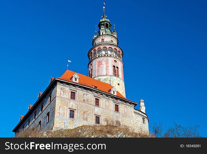 View at a castle in Cesky Krumlov, a city protected by UNESCO.