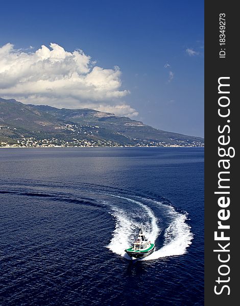 Ship Wake in Corsica, France. Ship Wake in Corsica, France