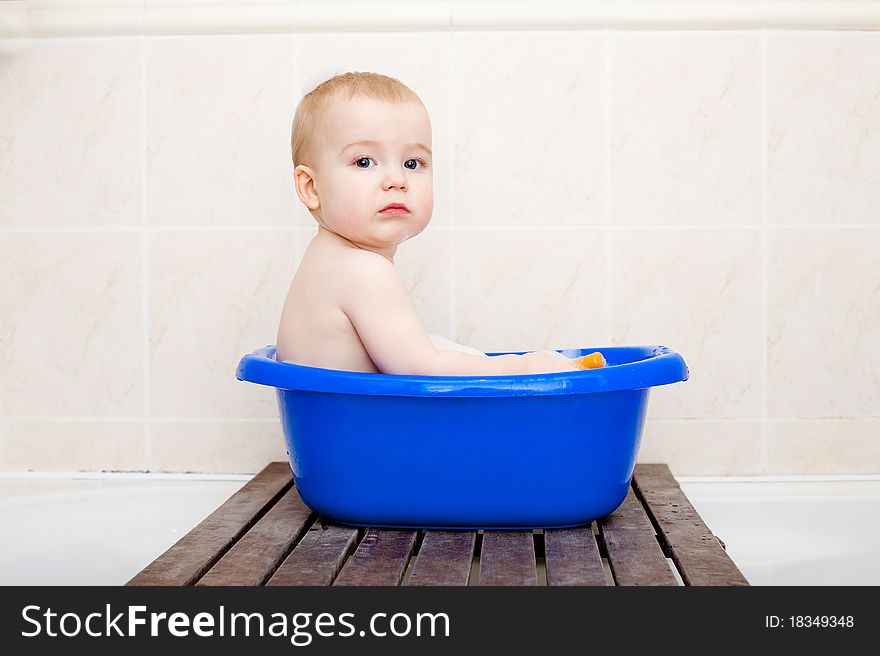 Little Boy Sitting In Bath