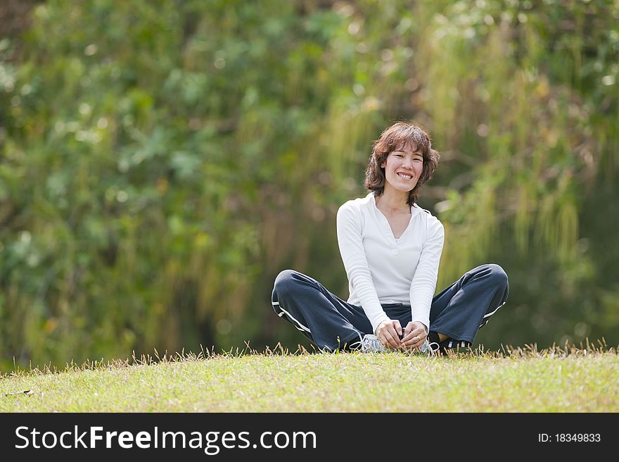 Woman Doing Fitness And Yoga