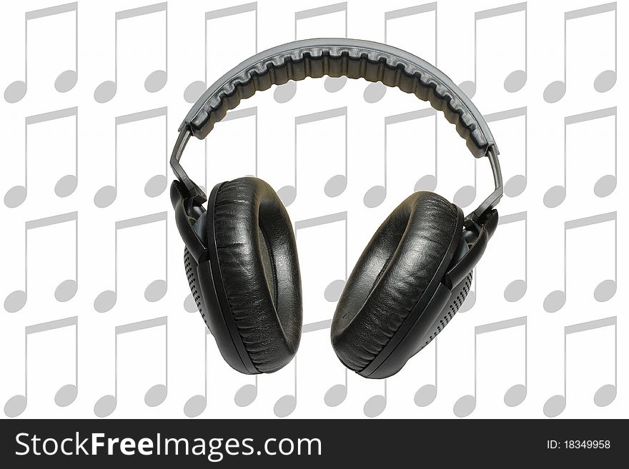 Headphones with music on background. Headphones with music on background