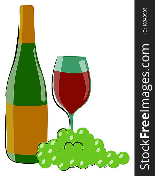 Wine and grape is isolated on a white background