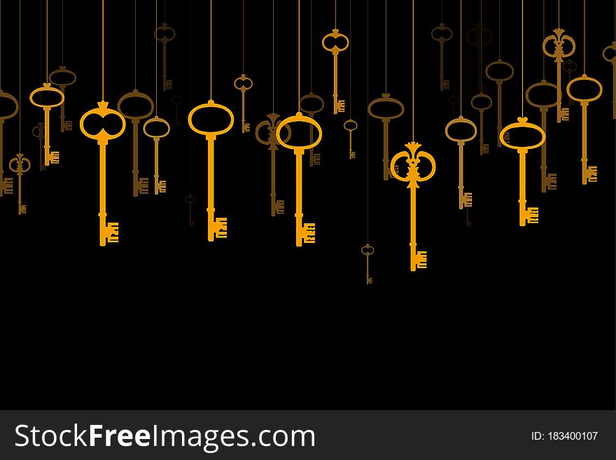 Secret Keys, Many Gold Keys Hanging.