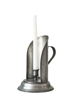 Silver Candlestick With White Candle Royalty Free Stock Photography Silver Candlestick With White Candle Royalty Free Stock Photography