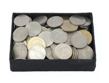 Coins Of Thailand In Box Stock Photos