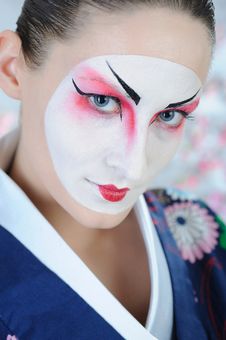 Japan Geisha Woman With Creative Make-up Royalty Free Stock Image Japan Geisha Woman With Creative Make-up Royalty Free Stock Image