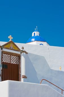 Beautiful Blue Church In Santorini Stock Images