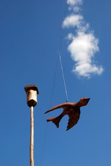 Wooden Bird On Blue Sky Stock Photos Wooden Bird On Blue Sky Stock Photos