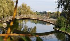 Footbridge Over A Pond Royalty Free Stock Photos Footbridge Over A Pond Royalty Free Stock Photos