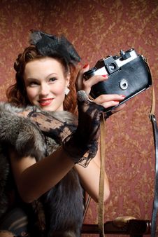 Young Woman With Camera Stock Image Young Woman With Camera Stock Image