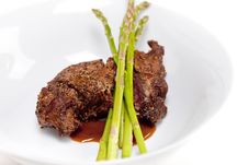 Steak With Asparagus - Horizontal Shot Stock Image Steak With Asparagus - Horizontal Shot Stock Image