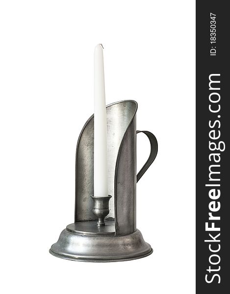 Silver Candlestick With White Candle