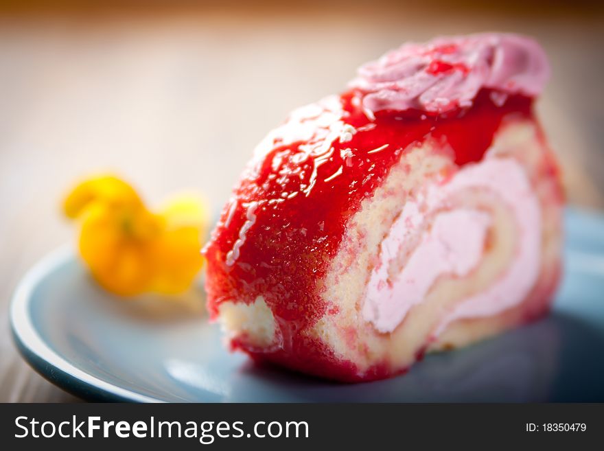 Sweet dessert with strawberry cream. Sweet dessert with strawberry cream