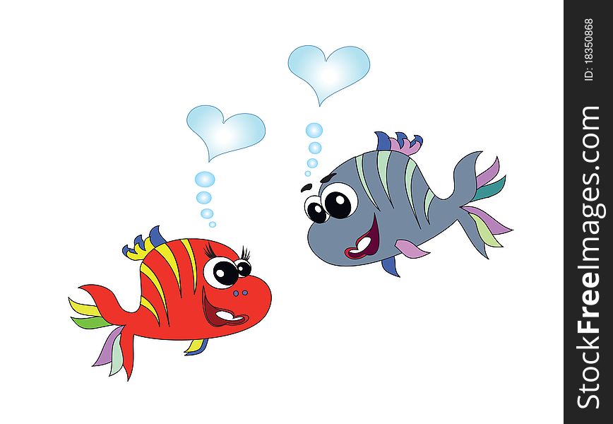 Bubbles with sea fish in love