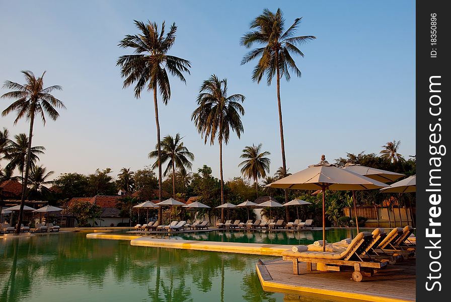 Swimming pool on the beach in Thailand