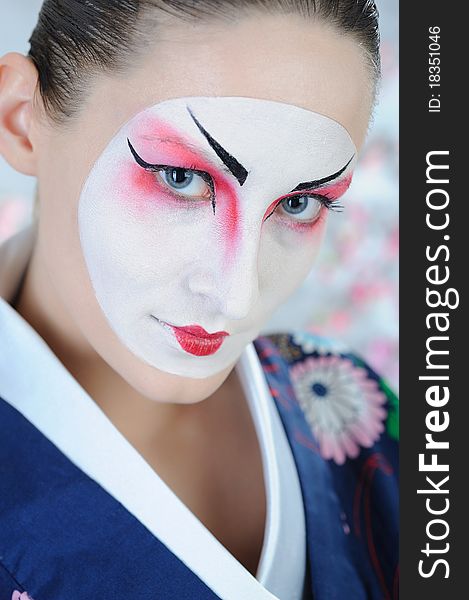 Japan geisha woman with creative make-up