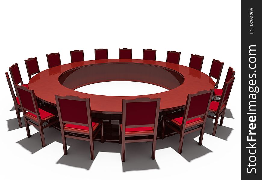 Table and chairs on a white background